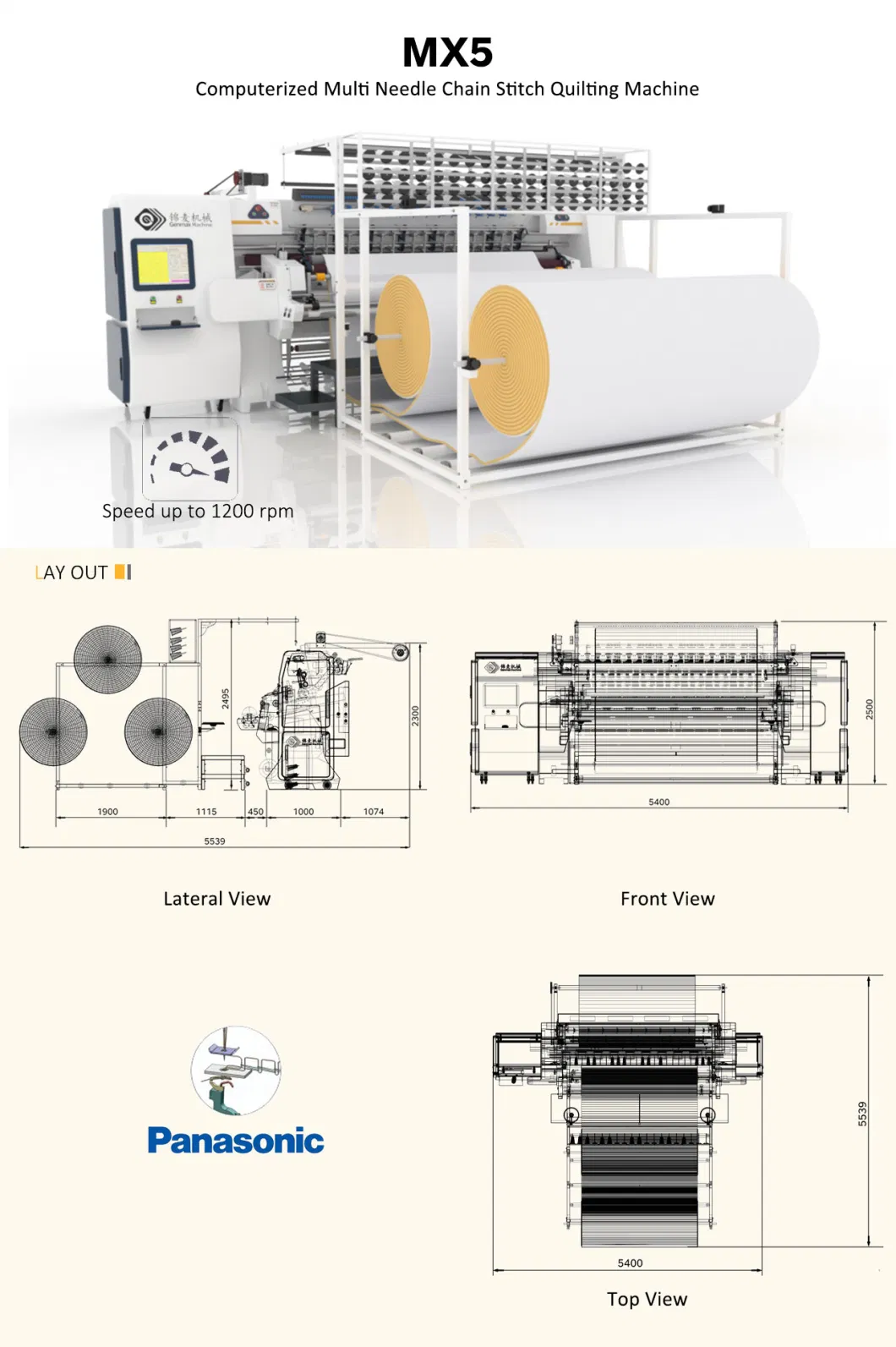 Computerized Multi-Needle Chain Stitch Quilting Machine for Mattress Machine Mx5